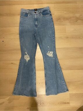 Lee Light Blue Distressed Flare Jeans